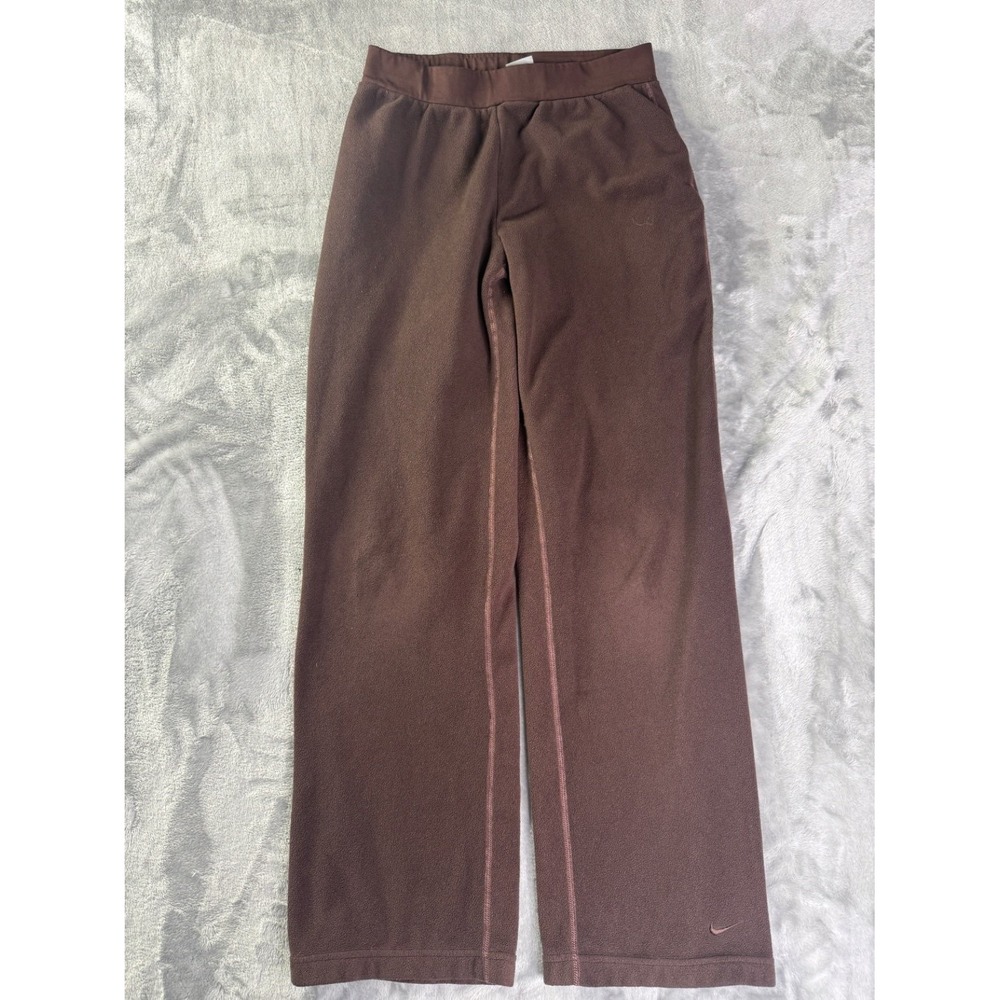 Nike Sweatpants Therma-FIT Womens M Brown Wide Leg Cut Elastic Waist Thermal